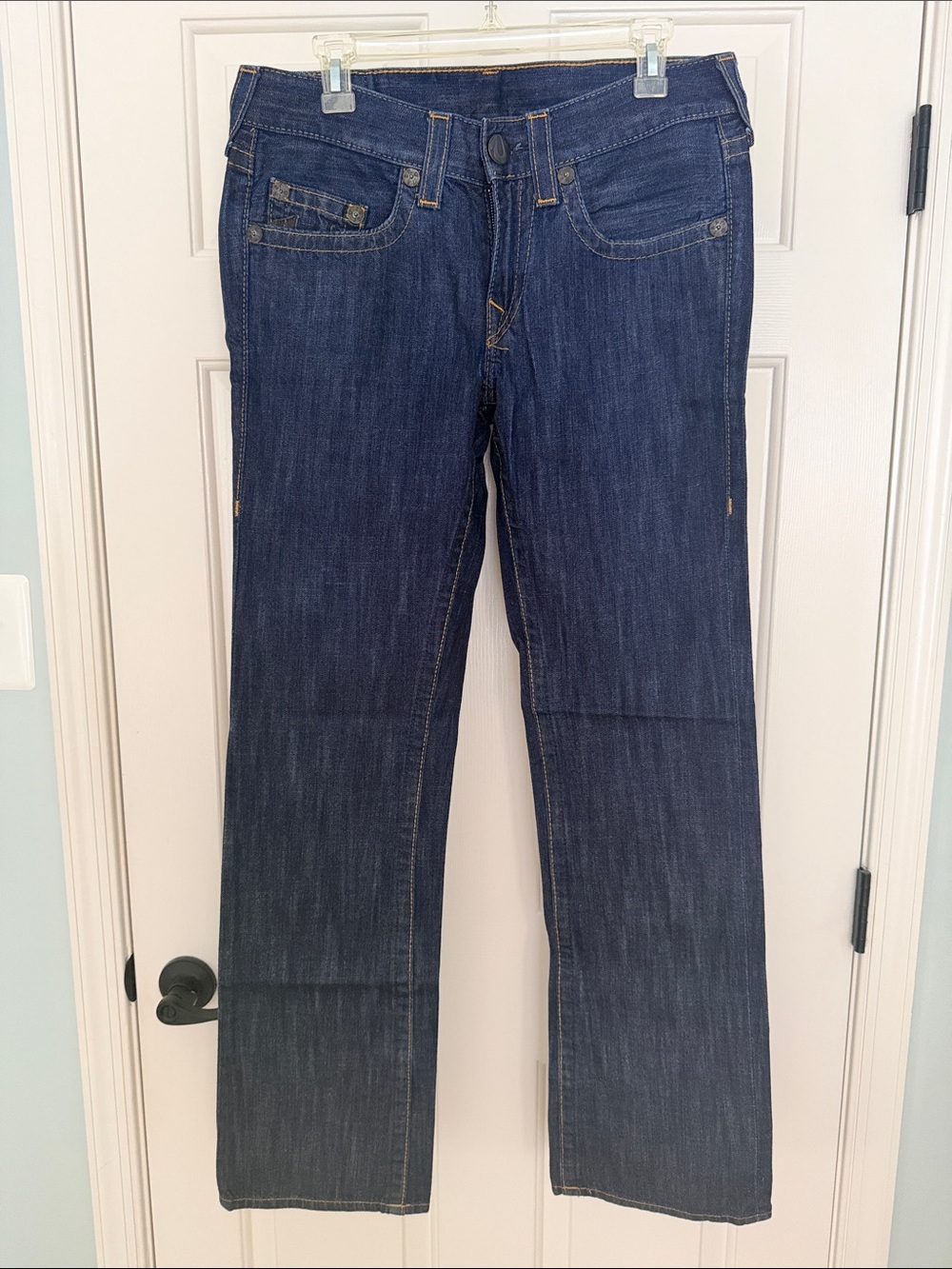 True Religion Men's Bootcut Jeans in Dark Indigo Blue